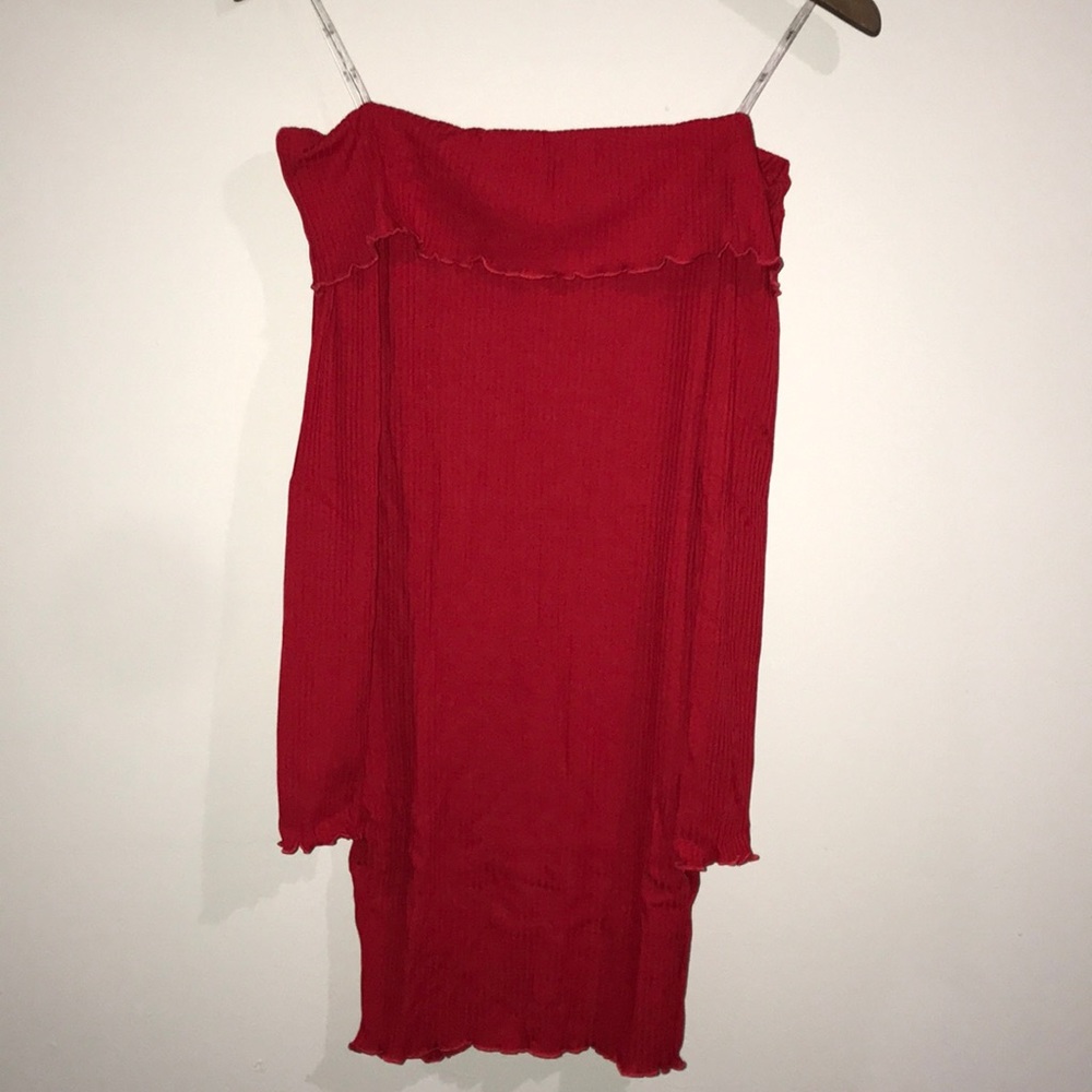 Iris iris basic red dress off the shoulder new